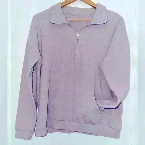 Marc NY By Andrew Marc Women's Kangaroo Pocket Ribbed Quarter Zip Pullover LARGE - Picture 2 of 5